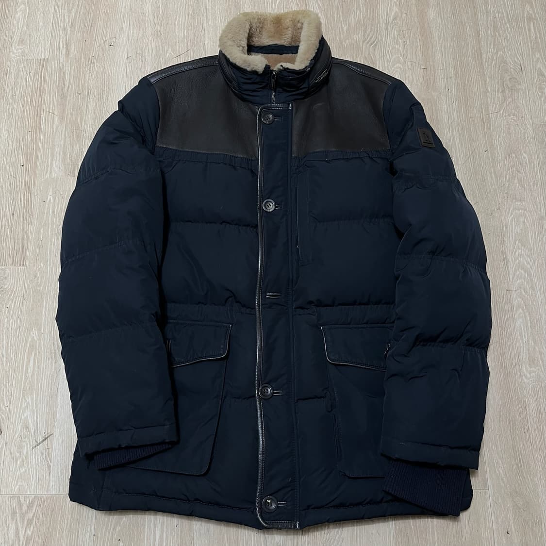 헤지스 남성 양가죽 배색 구스다운 패딩 점퍼 XL/105  상품이미지1