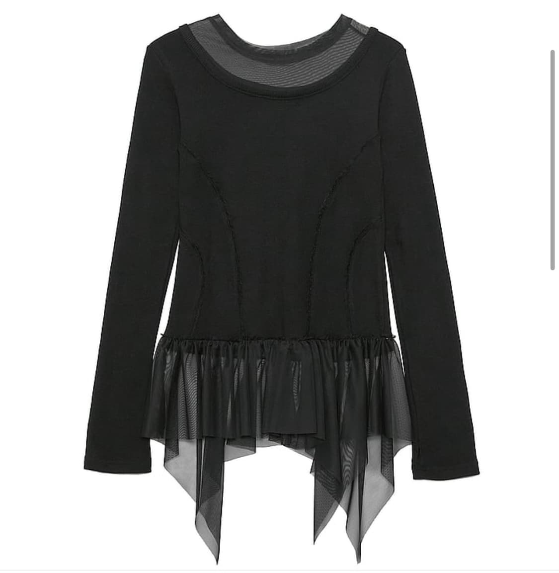 플레어업 프릴 롱슬리브 원피스 티셔츠 블랙 상품이미지1