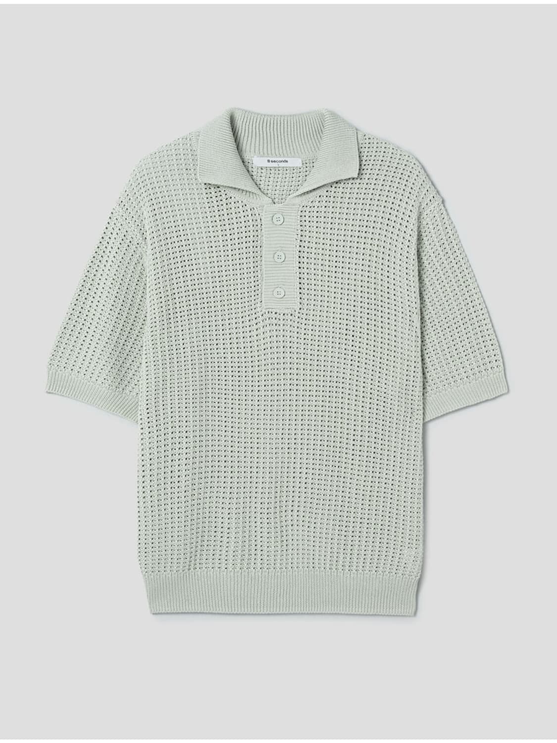 에잇세컨즈 네트 반팔 카라 니트 민트그레이 100 와플 / 유니클로 지오 상품이미지1