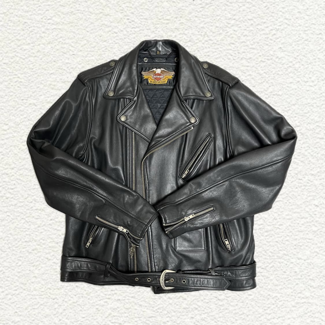 할리데이비슨 블랙 가죽 라이더 자켓 XL 상품이미지1