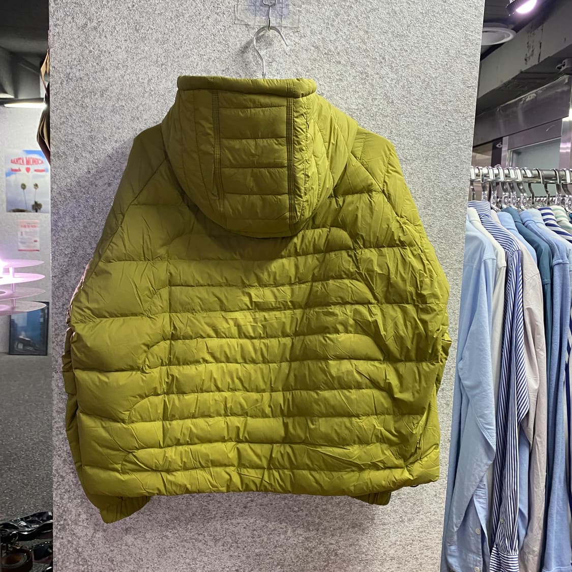 빈티지 후디 스트링 카키 경량패딩 B3269 상품이미지3