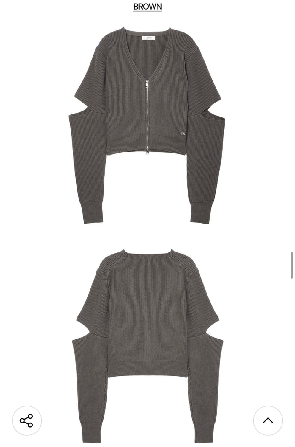 lcdc CUT-OUT SLEEVE CARDIGAN brown 상품이미지4