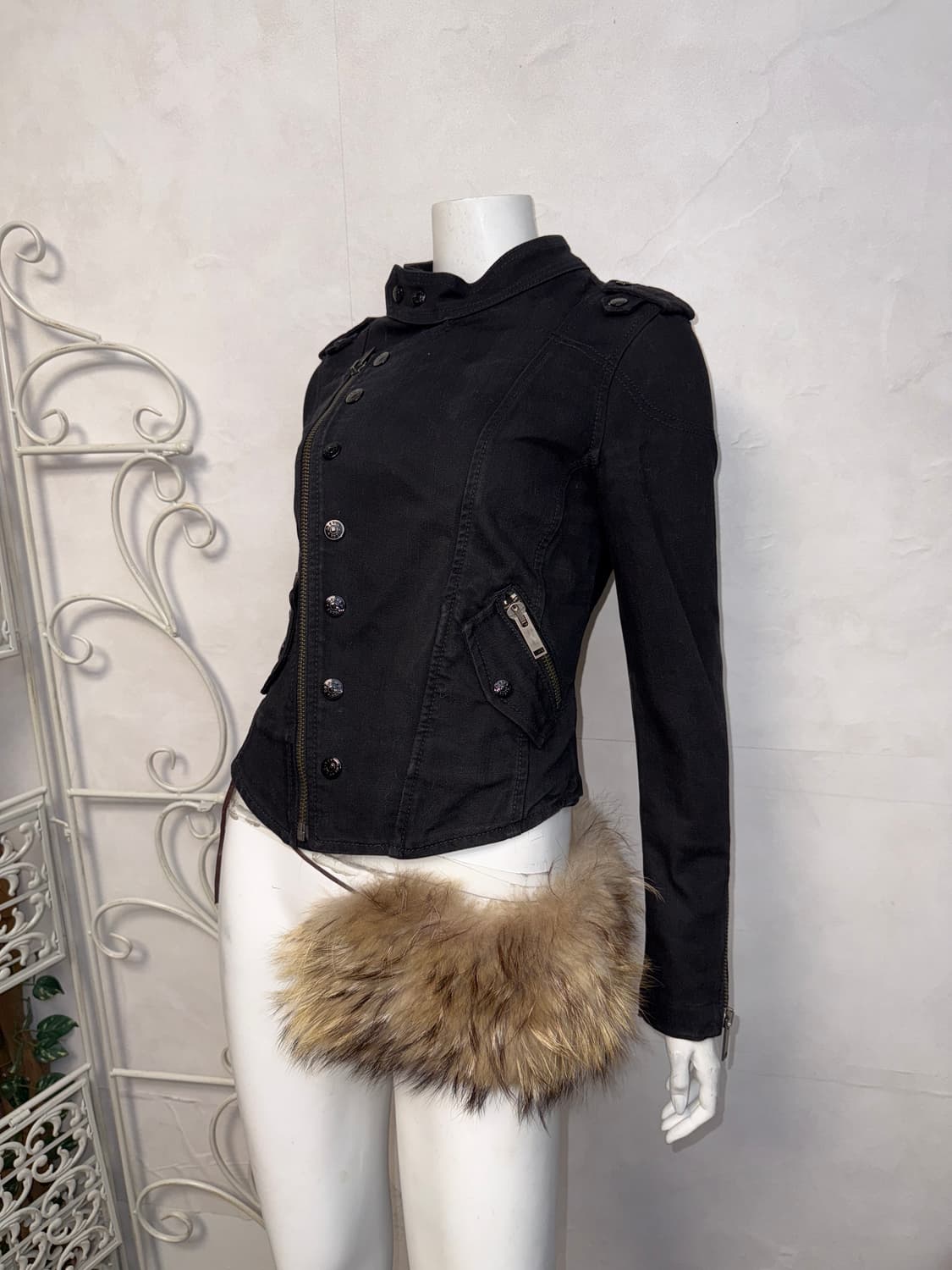 Guess black button slim rider jacket  상품이미지6