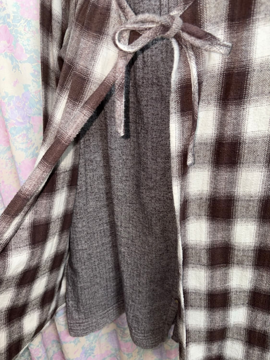 브라운 체크 레이어드 블라우스 상품이미지8