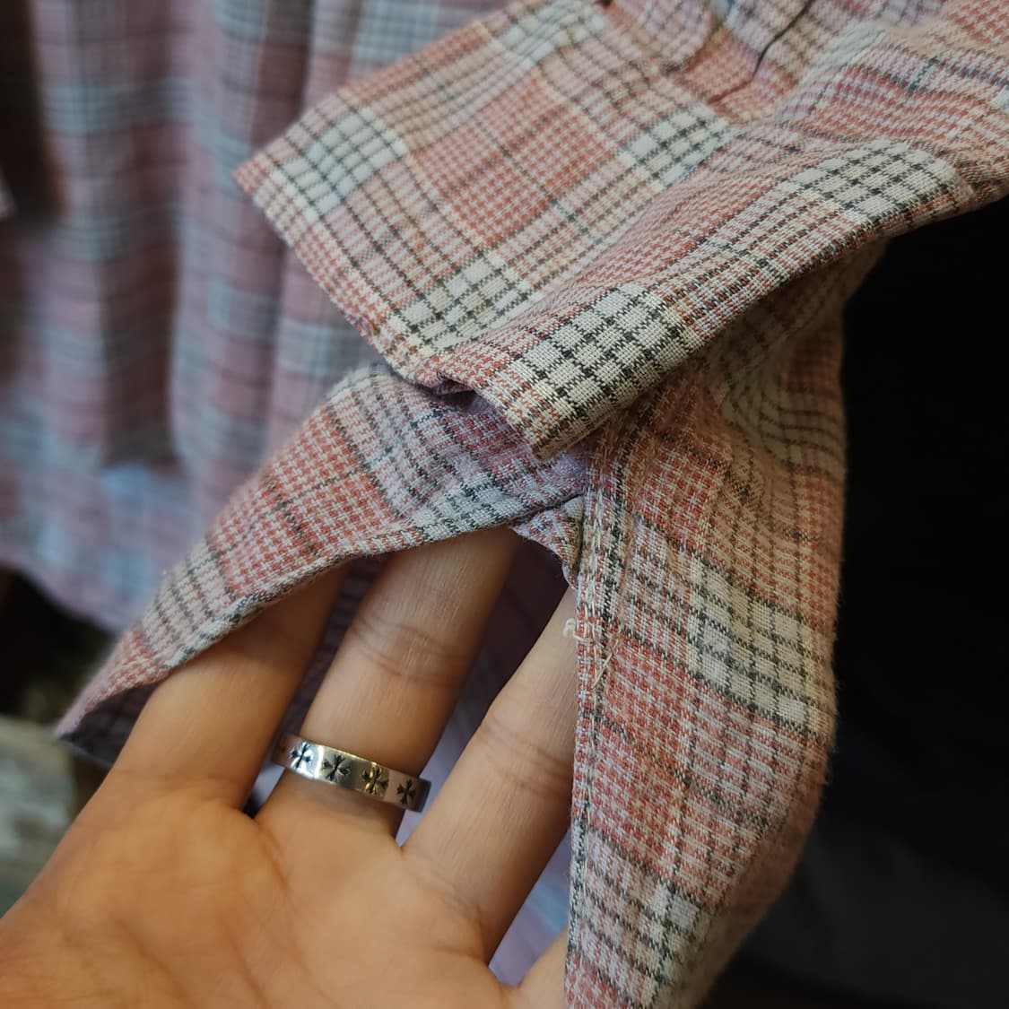 60s 프랑스 워크셔츠 가드너 빈티지 셔츠 라이트 핑크 잔체크 s 상품이미지9