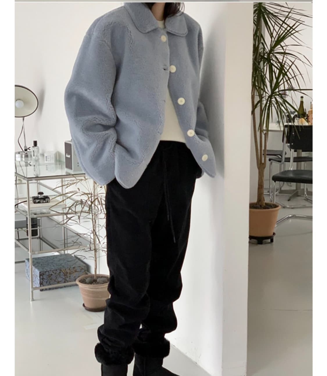 멜라운지 베티 무스탕 양털 하프코트 덤블자켓 상품이미지3