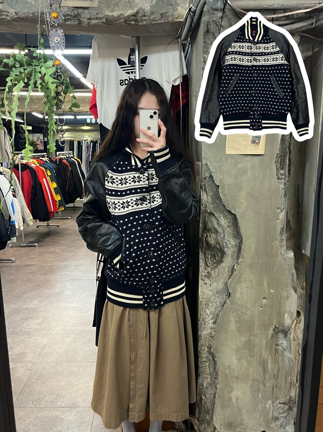 준야 와타나베X꼼데가르송 자카드 노르딕 바시티 자켓 L #csz1856 상품이미지1