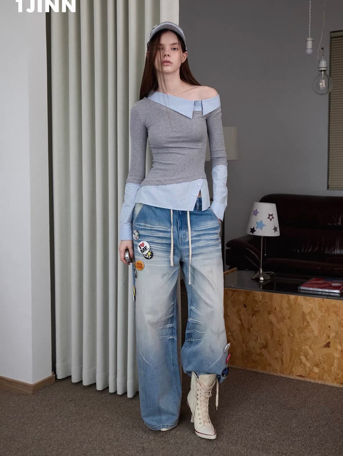 FAUX TWO PIECE OFF SHOULDER TOP 상품이미지5