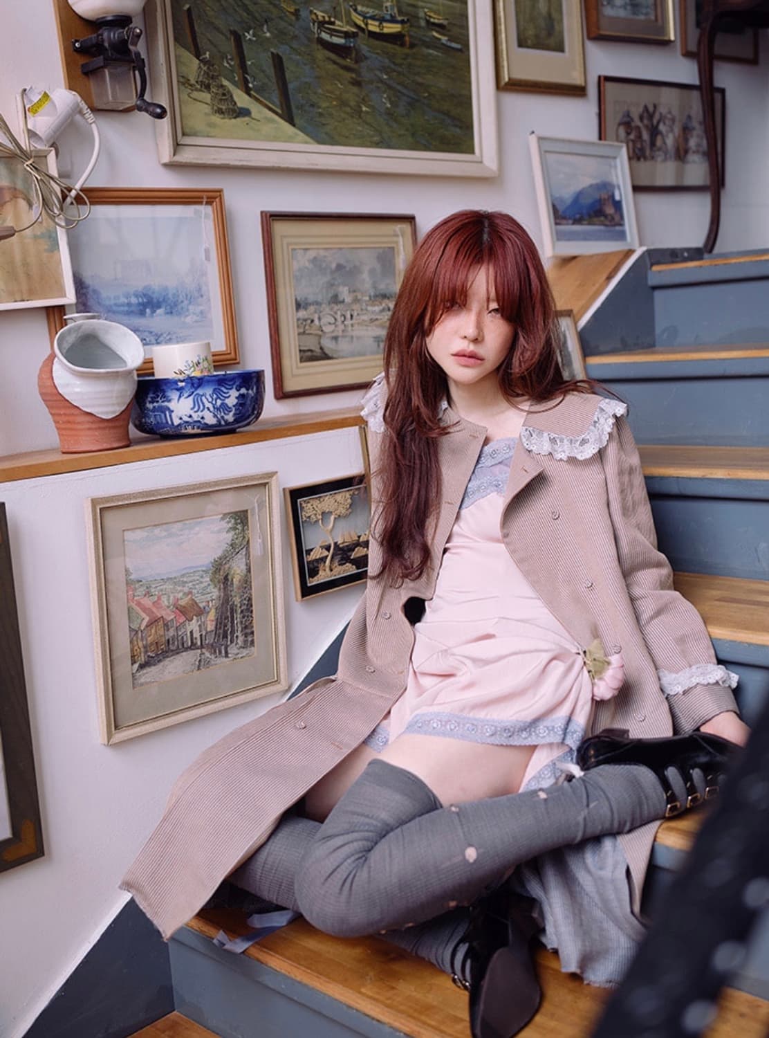 (새상품) 프레클 레이스 스트랩 미니 슬립 드레스 상품이미지6