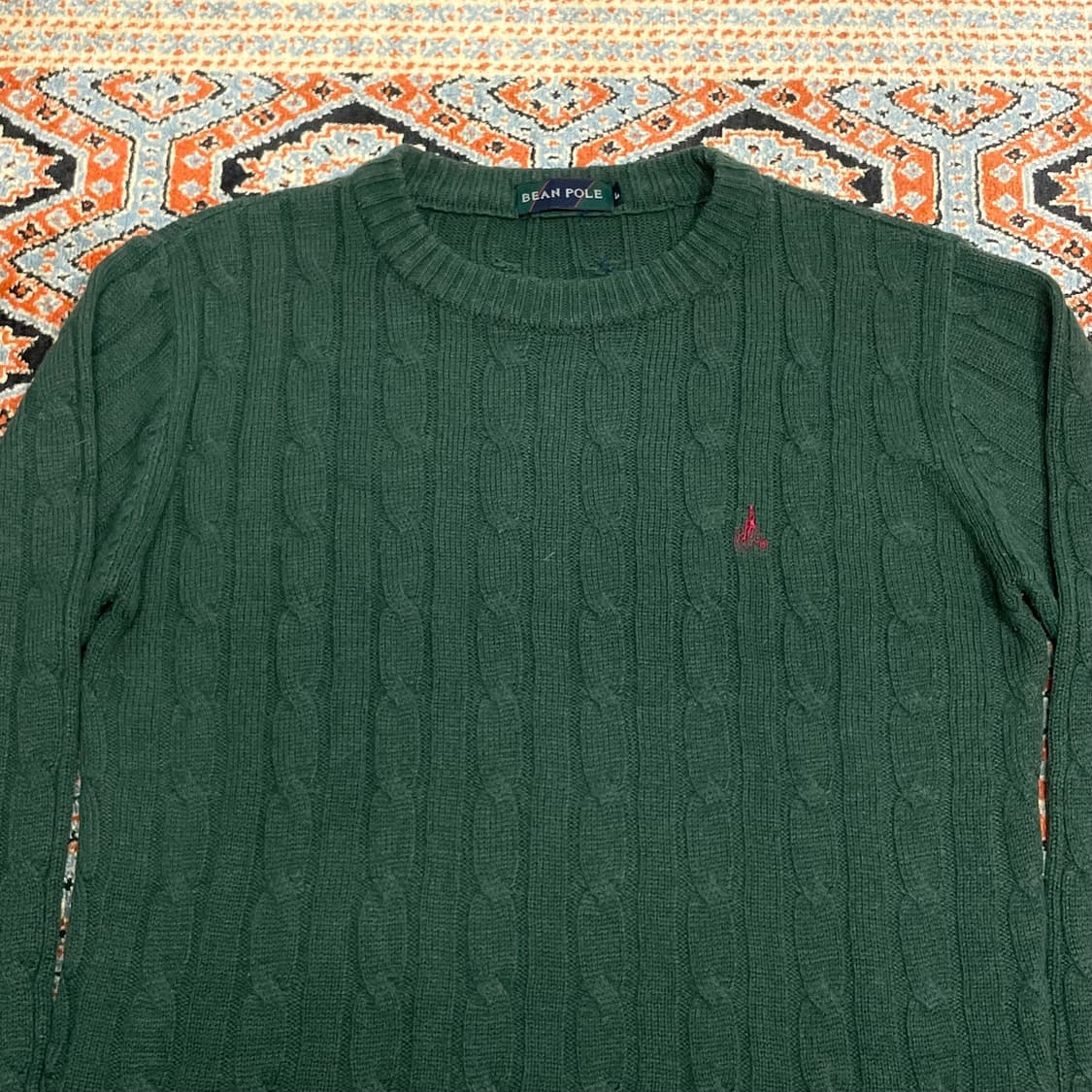 빈폴 딥그린 꽈배기 울혼방 니트 여성L 상품이미지2