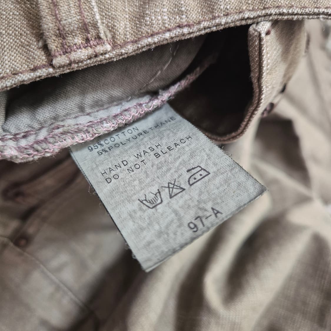 LOVE BOAT 카키색 데님 컷아웃 골반 팬츠 28 새상품 상품이미지5