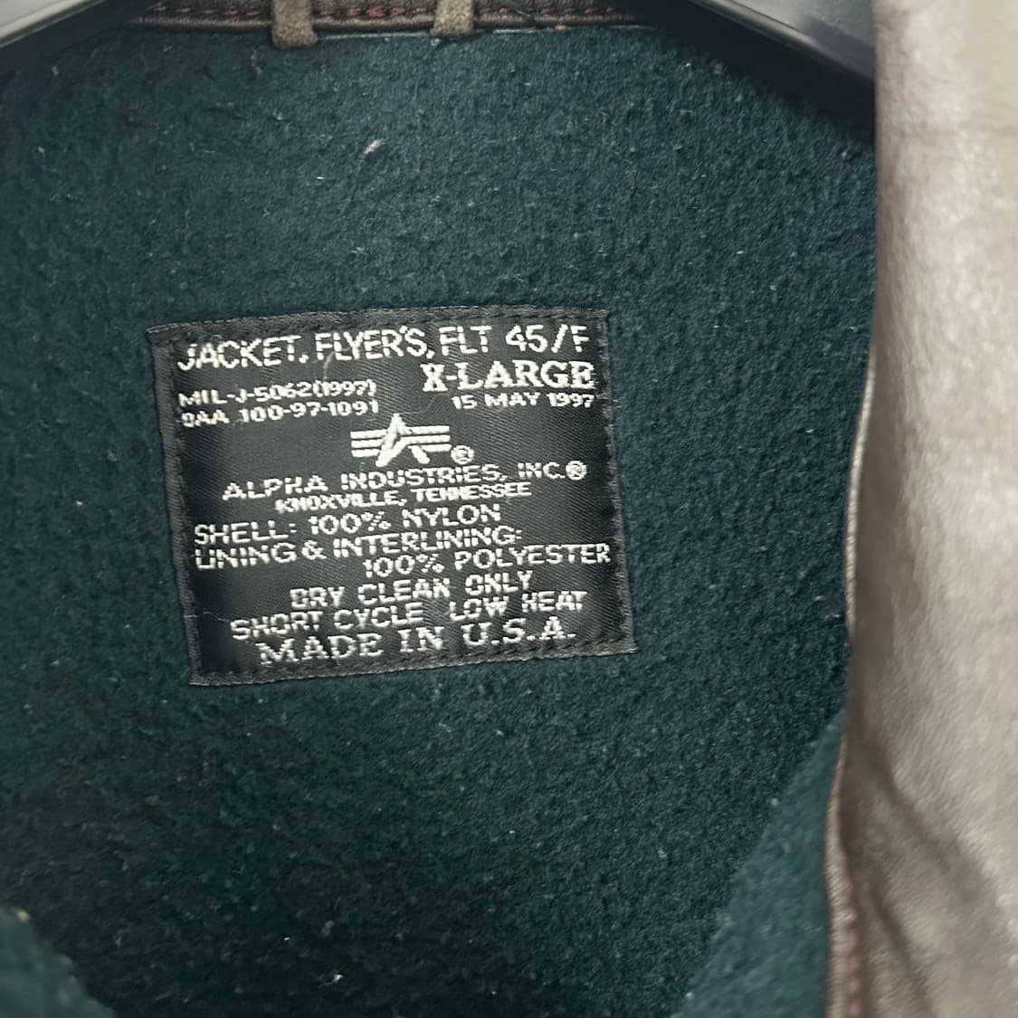 알파인더스트리 90s 레더카라 CWU-45P 플라이트 자켓 상품이미지7