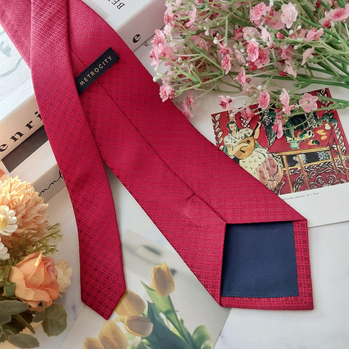 메트로시티 실크 레드 자카드 패턴 넥타이 8.7cm A+등급 K1475
 상품이미지6