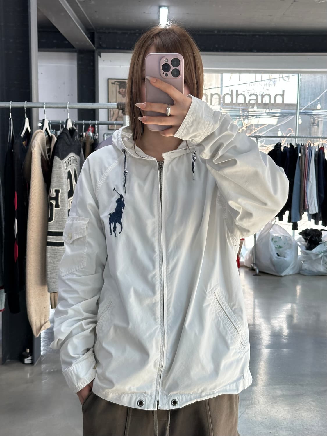 폴로랄프로렌 빅포니 포켓 코튼후드자켓 화이트 상품이미지5