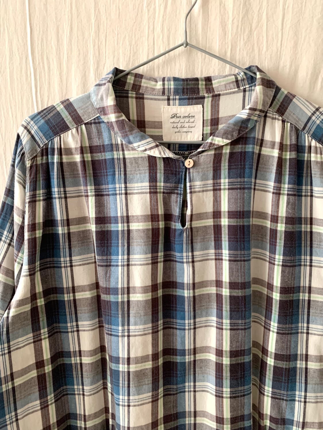 블루 체크 둥카 모리 블라우스 상품이미지2