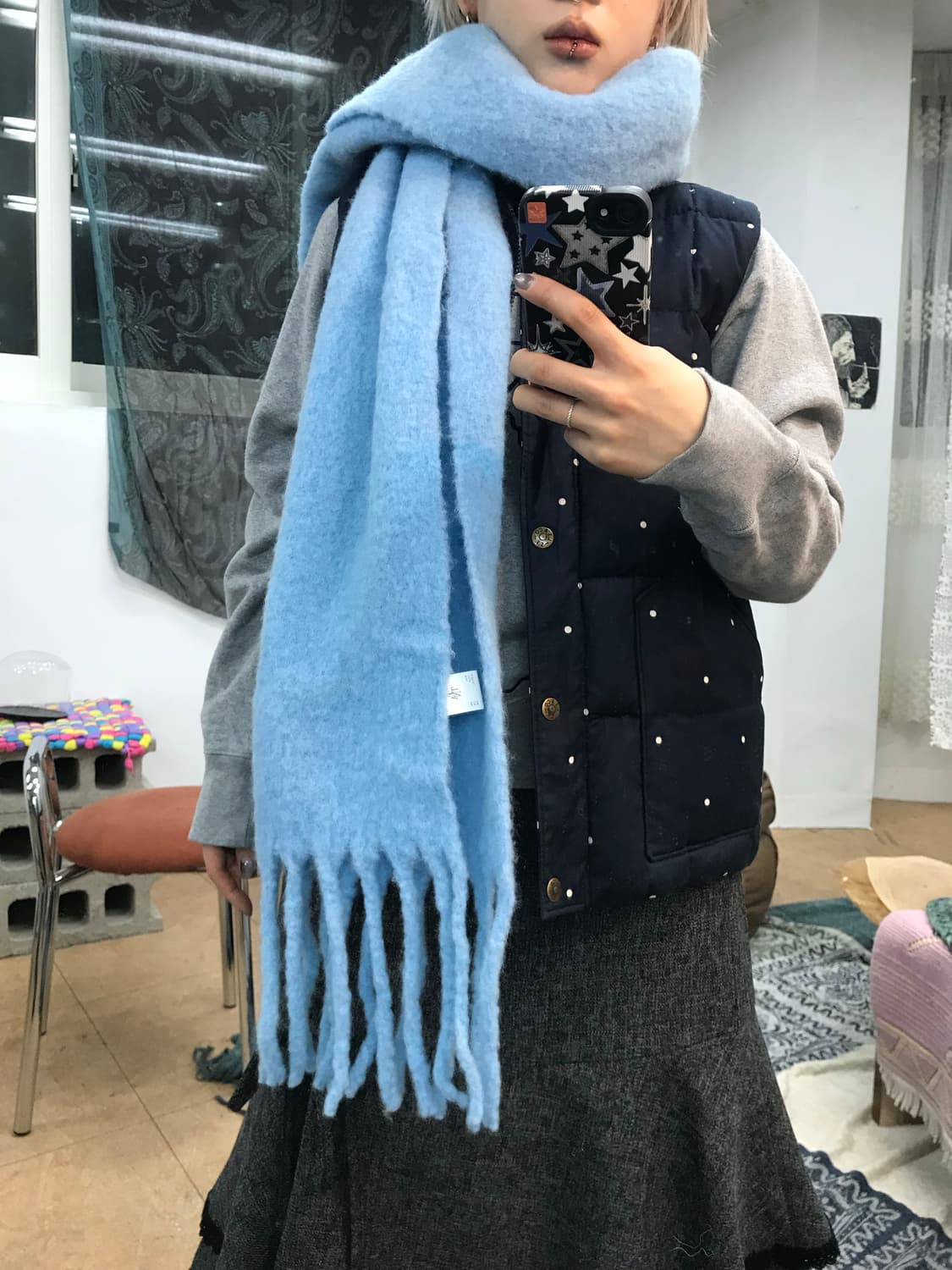 타티아나 울 스카이블루 머플러 목도리  상품이미지1