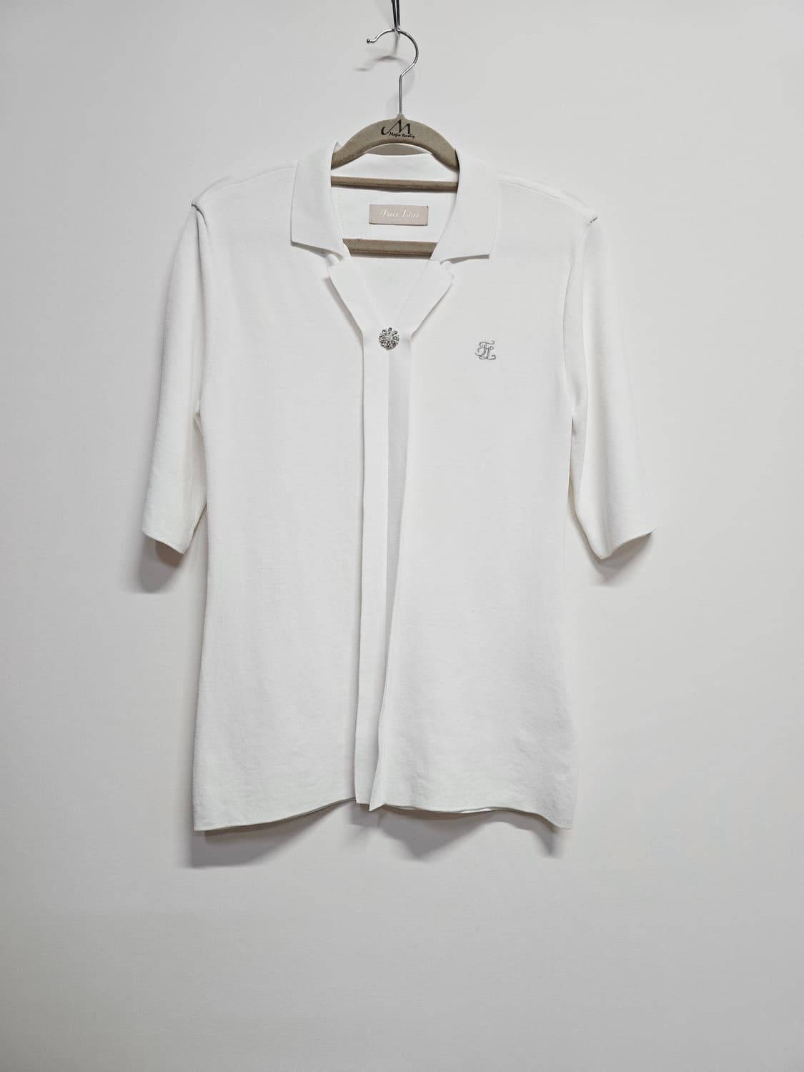 페어라이어 골프 화이트 오픈넥 칠부 니트 상품이미지1