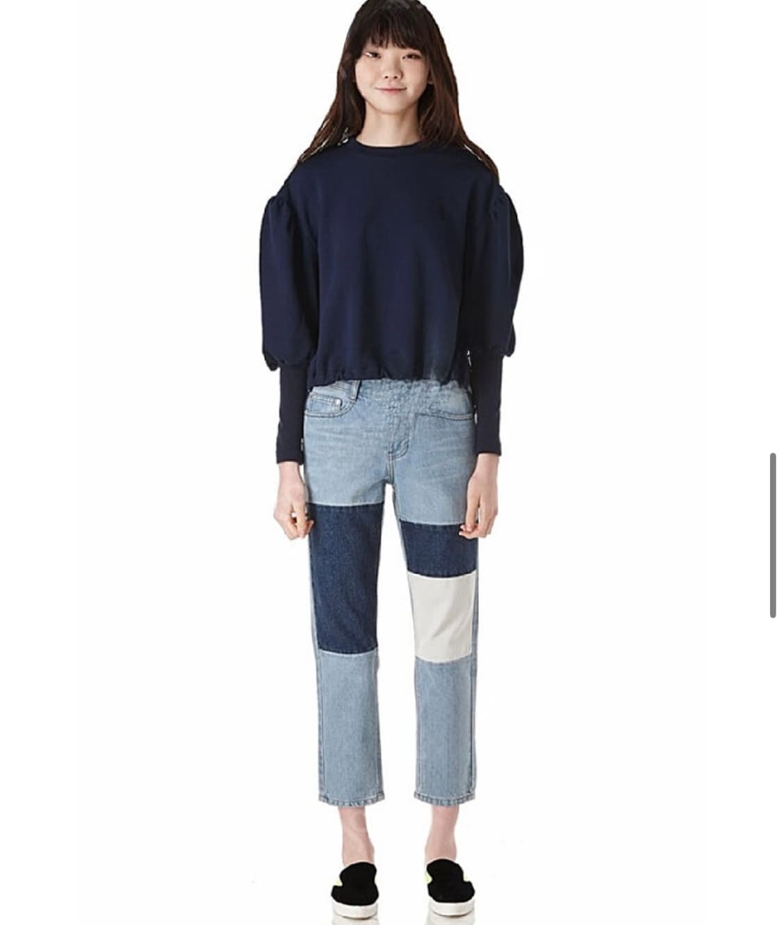 Lucky chouette 럭키슈에뜨 배색 청바지 상품이미지1