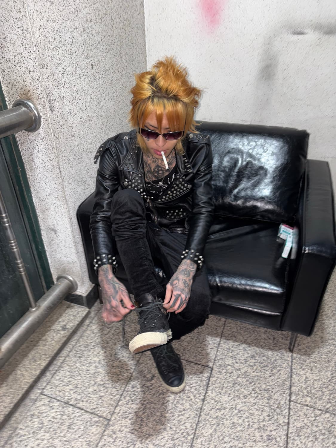 Punk black leater jk 상품이미지4