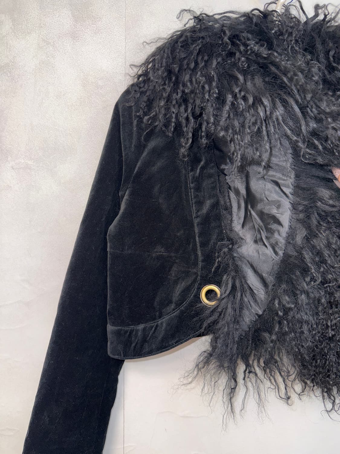 Black grunge hairy fur velvet bolero jk 상품이미지4