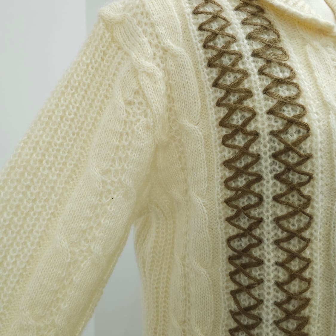 모혼방 아이보리 뜨개 니트 가디건 상품이미지4