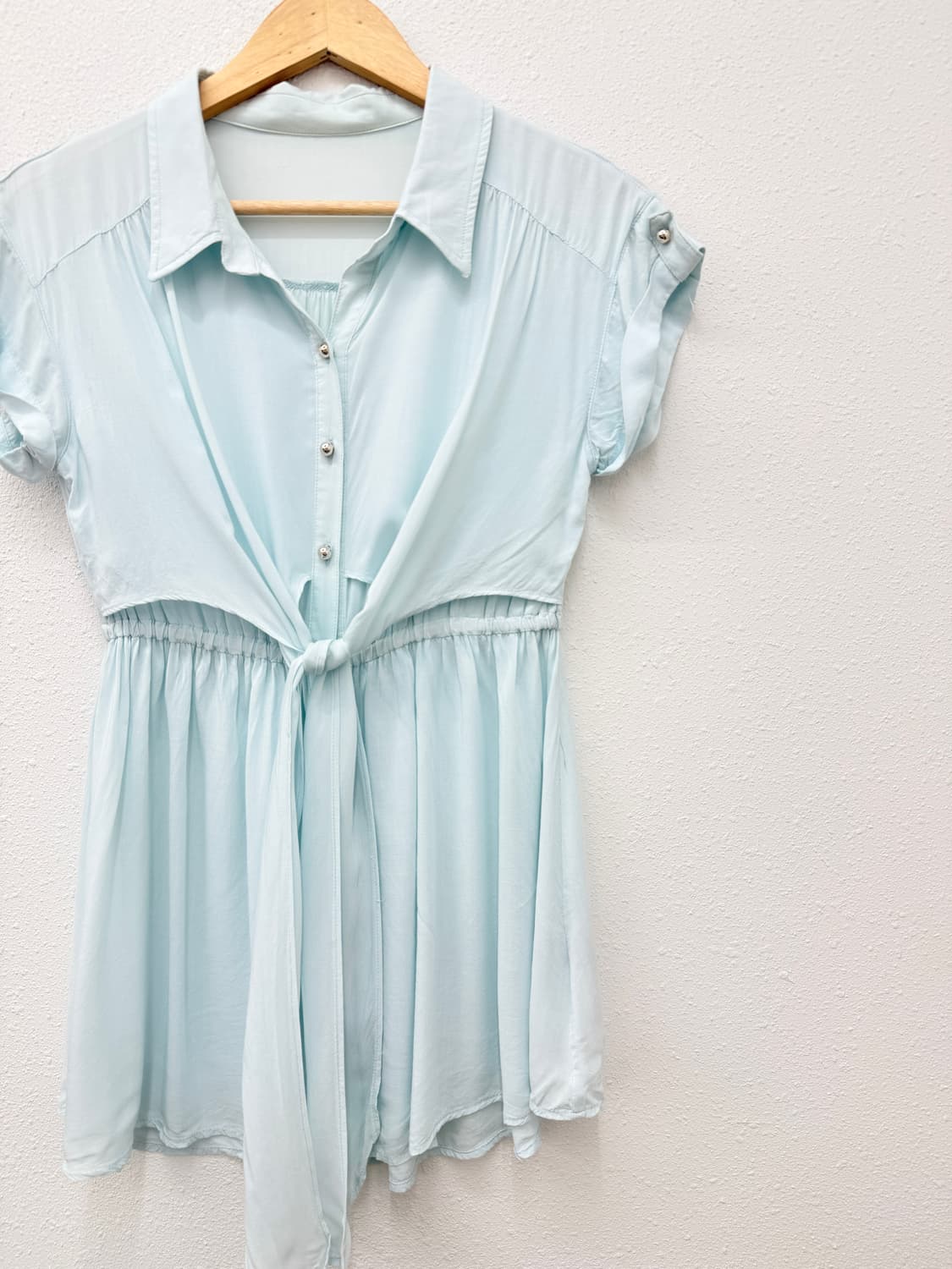 빈티지 Cecil McBee 스카이 프릴 리본 미니 원피스 블라우스 상품이미지3