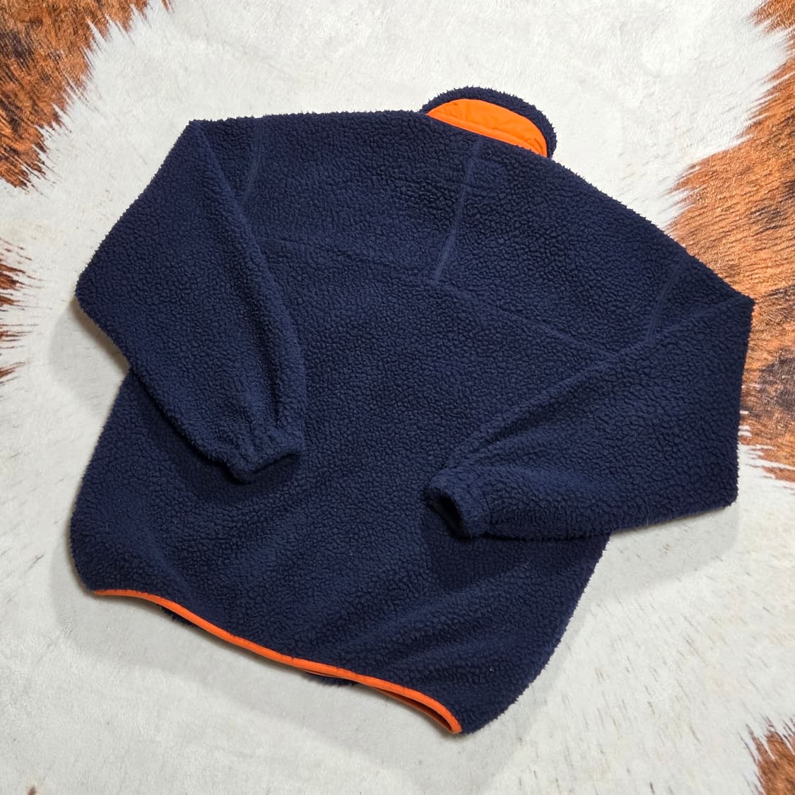 네이비 오렌지 하이넥 후리스 집업 상품이미지4