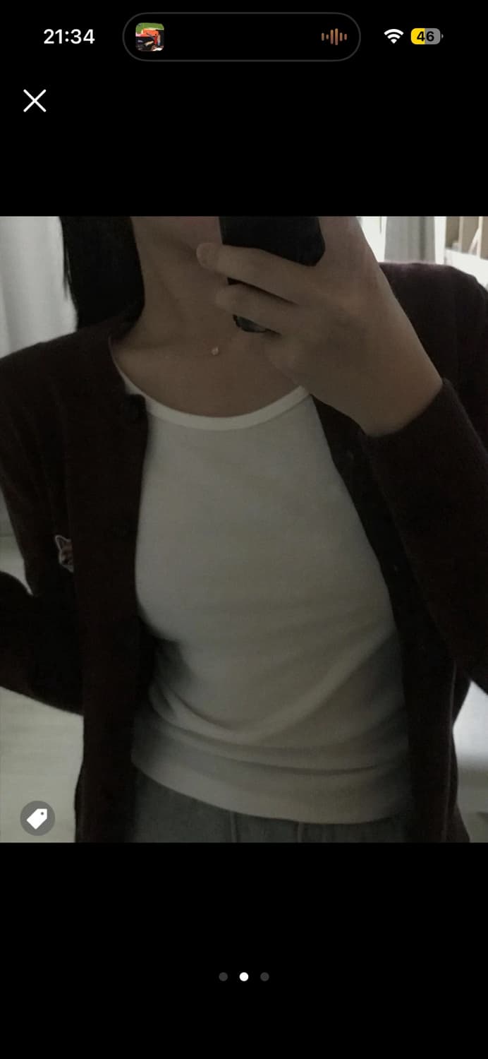 메종키츠네 폭스헤드 버건디 가디건 상품이미지2