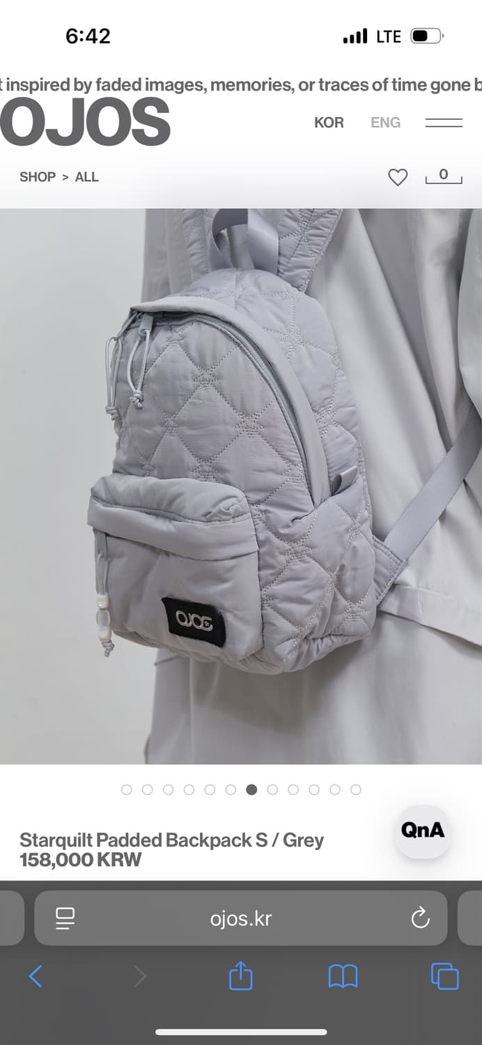 오호스 가방 ojos Starquilt Padded Backpack s  상품이미지2