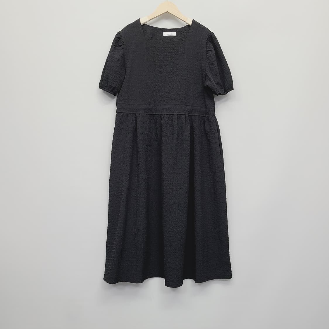 앤단테 andante 스퀘어넥 퍼프 시어링 롱 원피스 (S~M) 상품이미지2