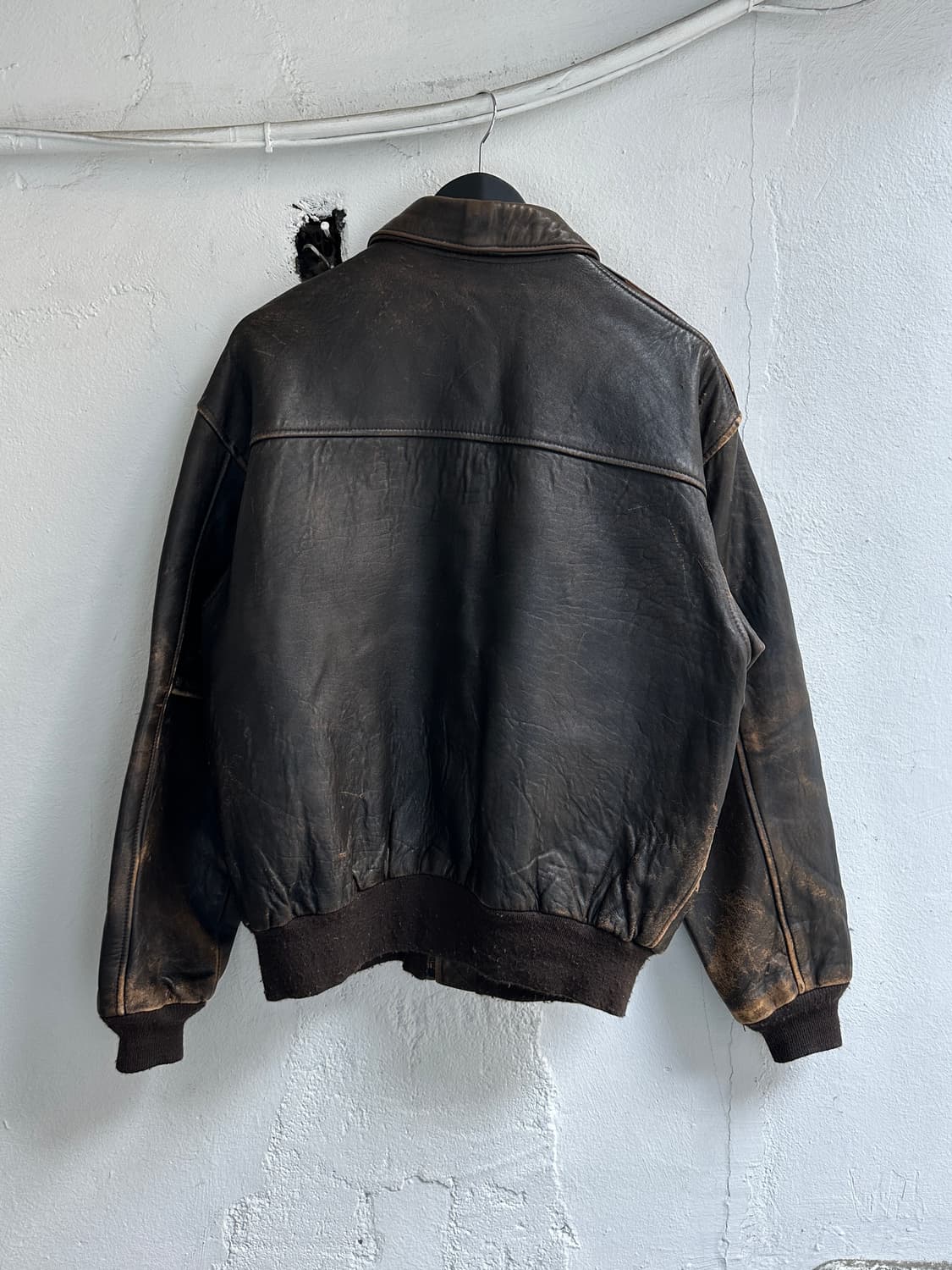 90's USA Made 아비렉스 A2 레더 봄버 자켓 상품이미지4