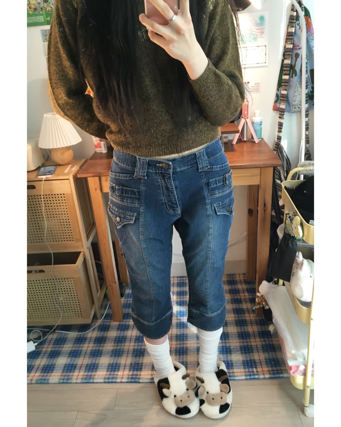 vintage pocket denim capri pants blue 상품이미지1