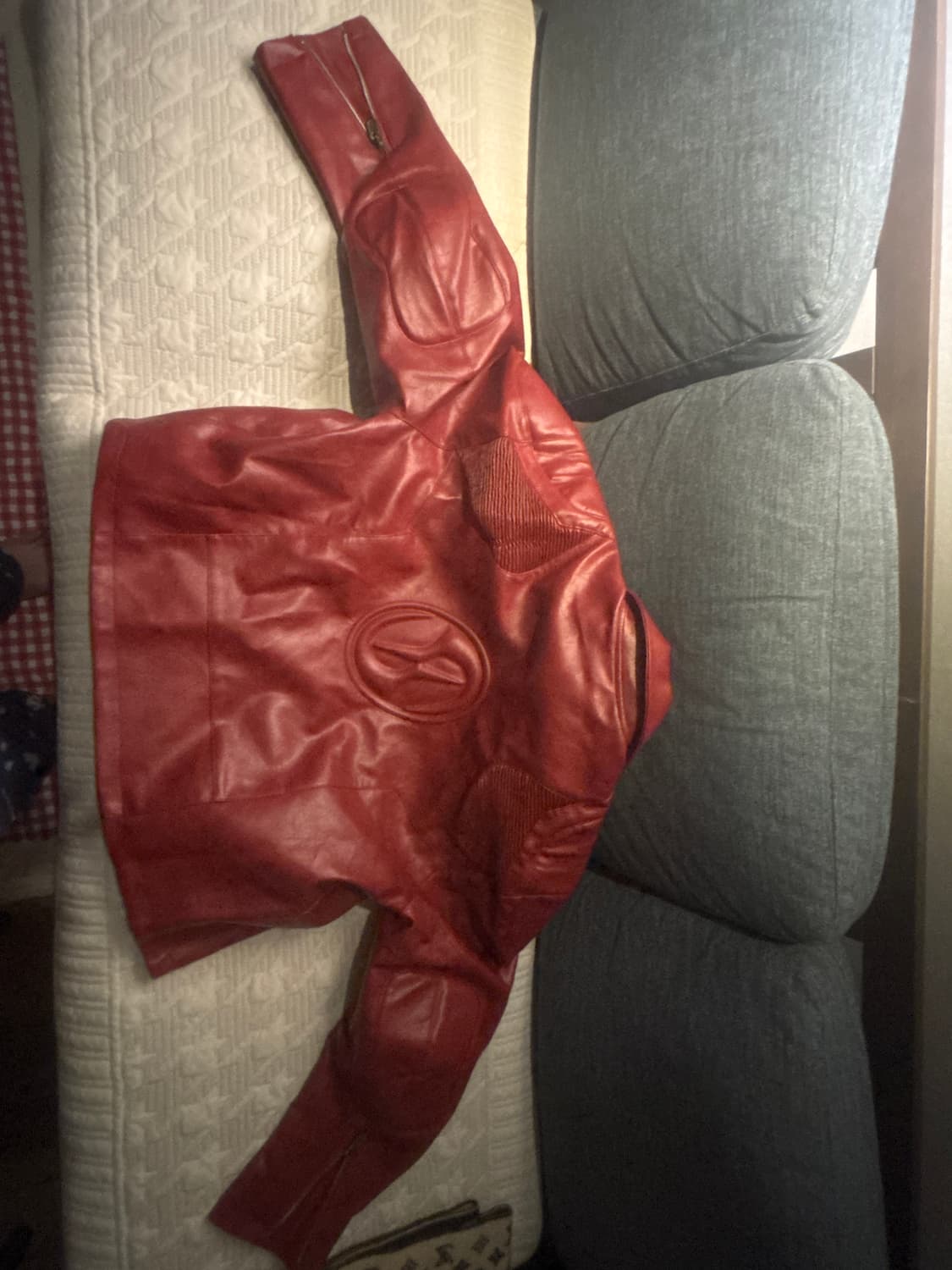 HAS2SONS red curved blade sleeve PU leat 상품이미지4