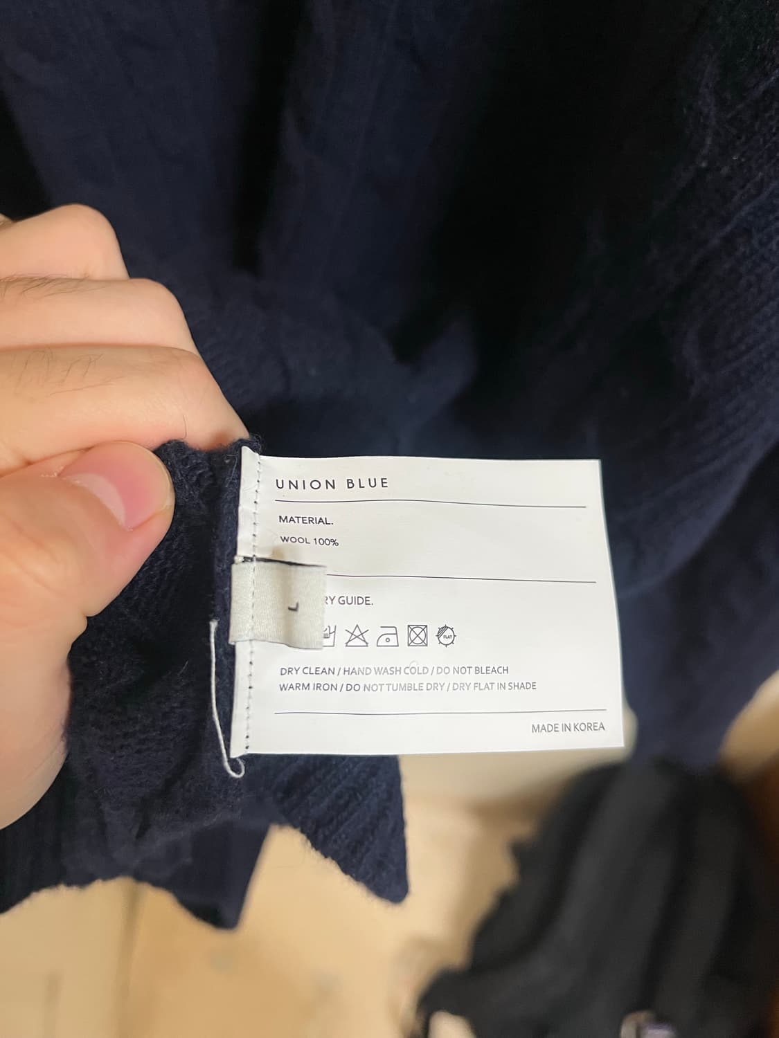 유니온 블루 케이블 메리노 울 니트 L 상품이미지4