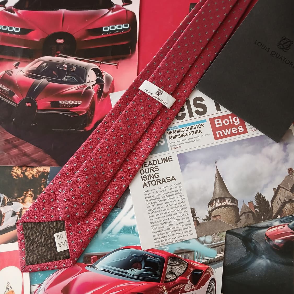 루이까또즈 실크 레드 도트 넥타이 8.3cm A+등급 A19296
 상품이미지4