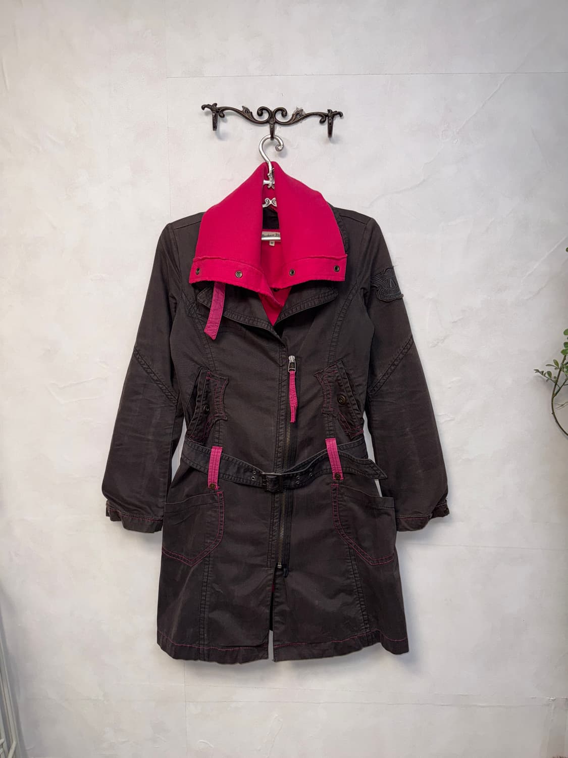 Buckaroo charcoal pink belted coat ops 상품이미지1