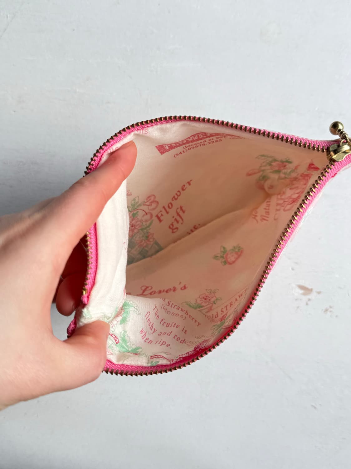 일본빈티지 딸기파우치 핸드메이드 상품이미지3