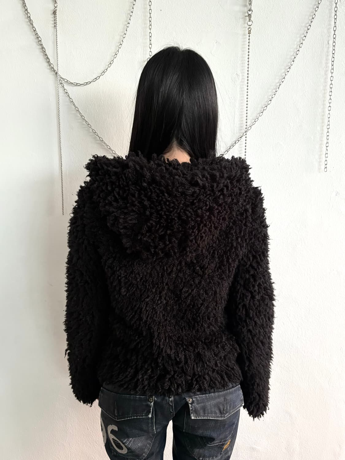 egoist jpn faux fur 크롭컷 후드집업 상품이미지3