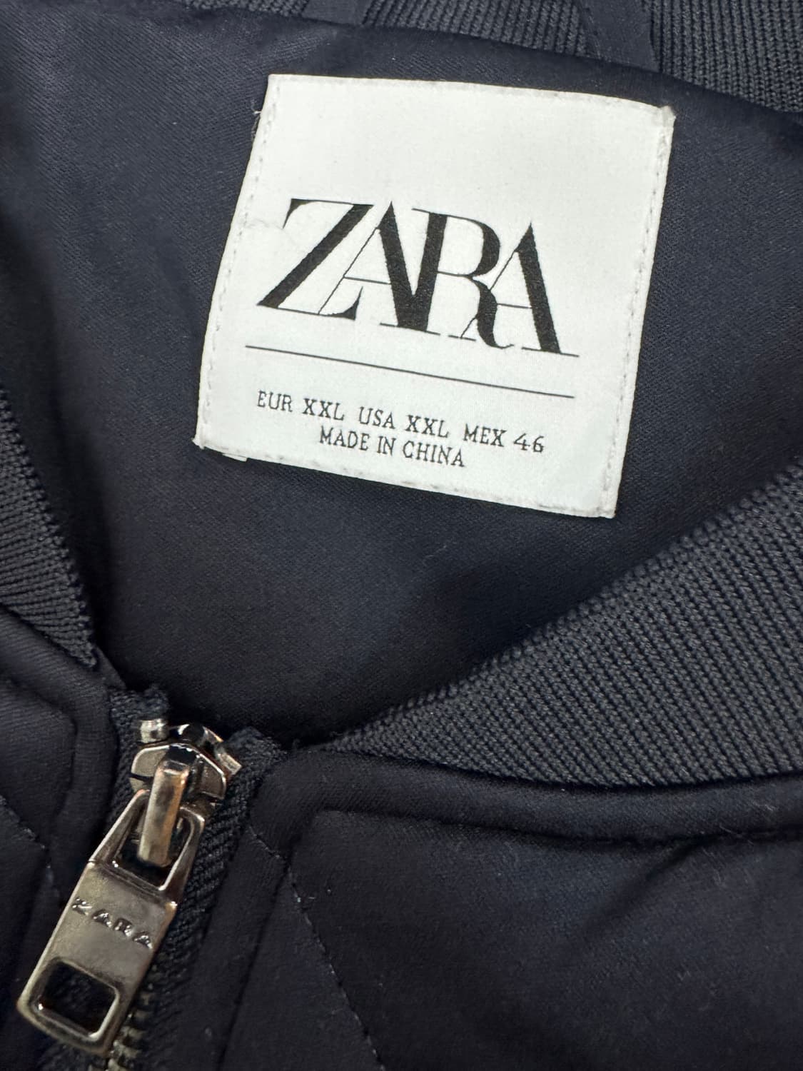 자라 ZARA 물결 퀄팅 봄버 자켓 2XL 네이비 상품이미지3