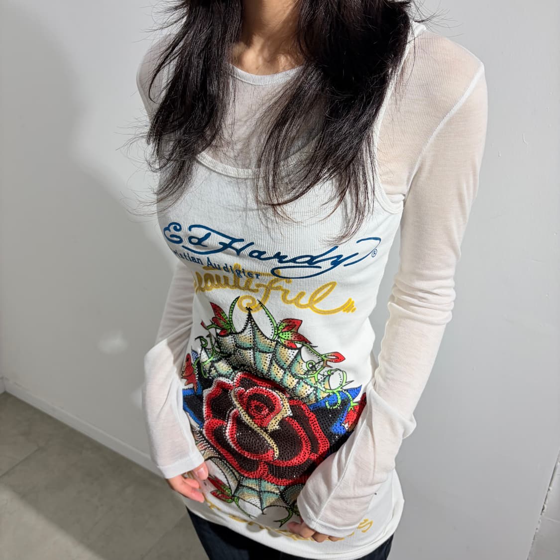 Ed Hardy 에드하디 비즈 장미 나시 상품이미지3