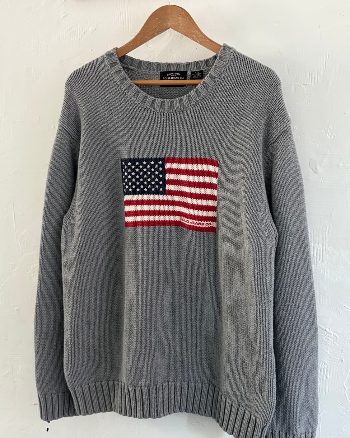 Polo 폴로 진스 성조기자수 라운드넥 니트 상품이미지1