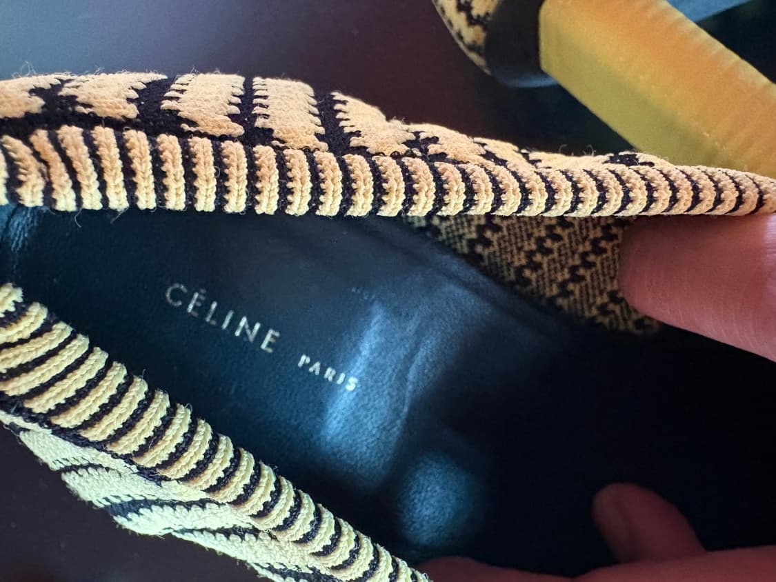 Celine 옐로우 스트라이프 힐 상품이미지3