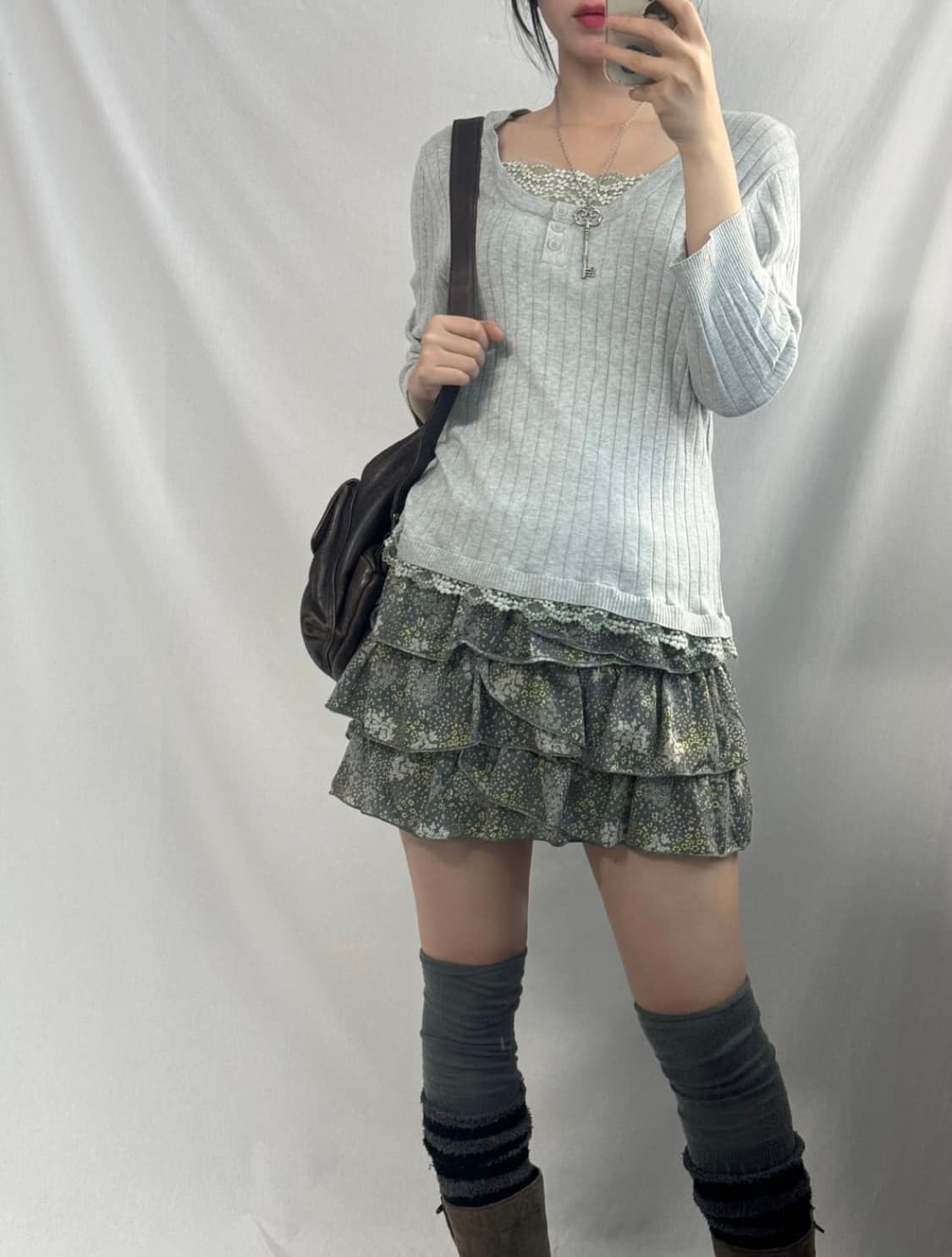 레이스 민트 그레이 모리걸 롱슬리브 상품이미지3