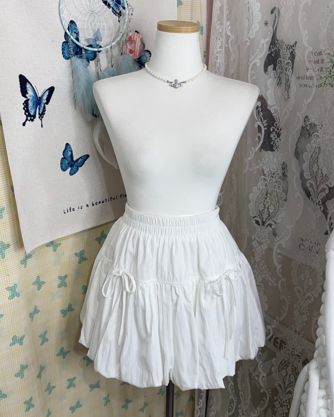 화이트 & 베이지 케이프 니트 숏 세트 🪽 상품이미지9