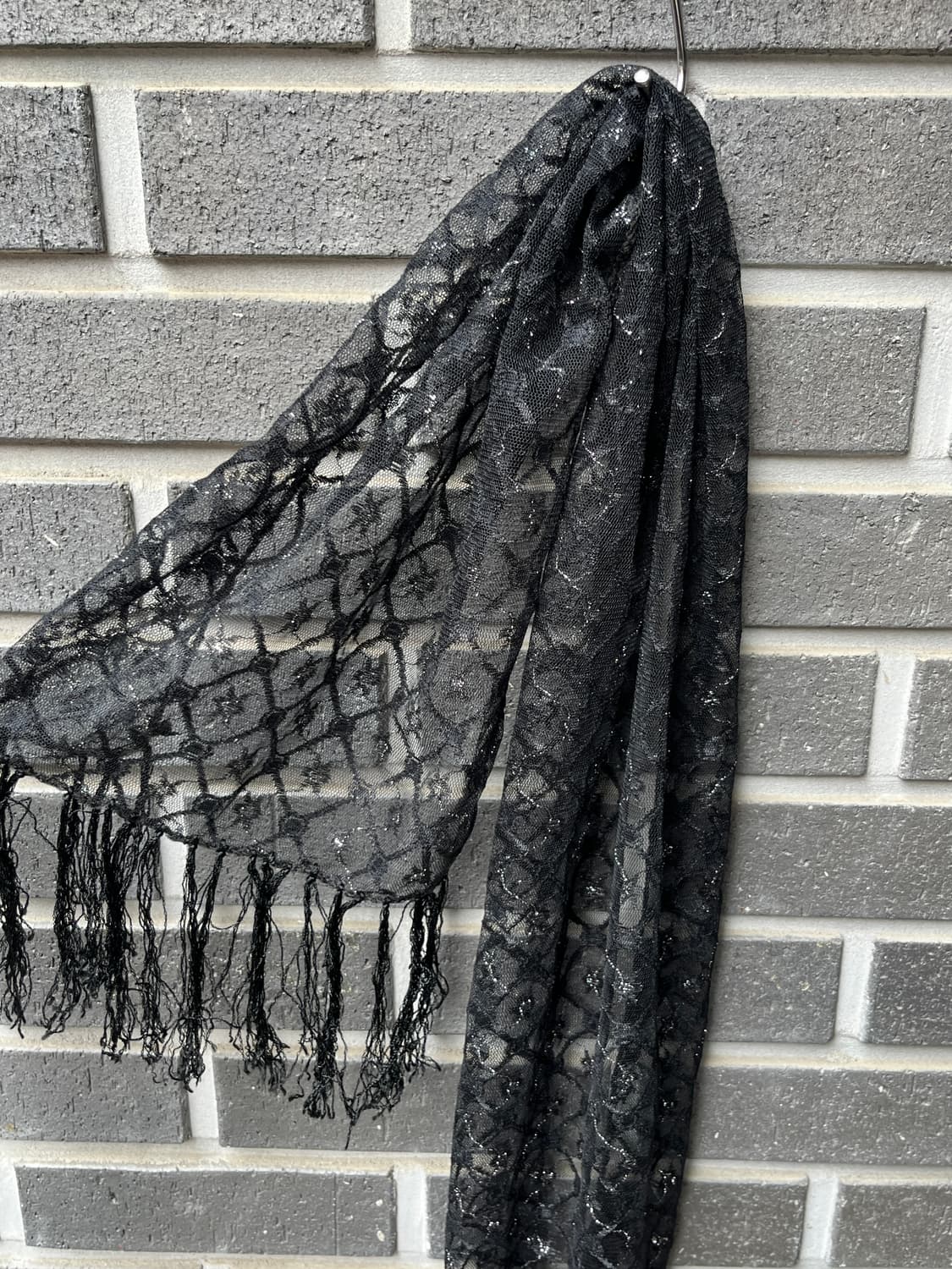 jpn 실버 펄사 레이스 롱 스카프 블랙 상품이미지2