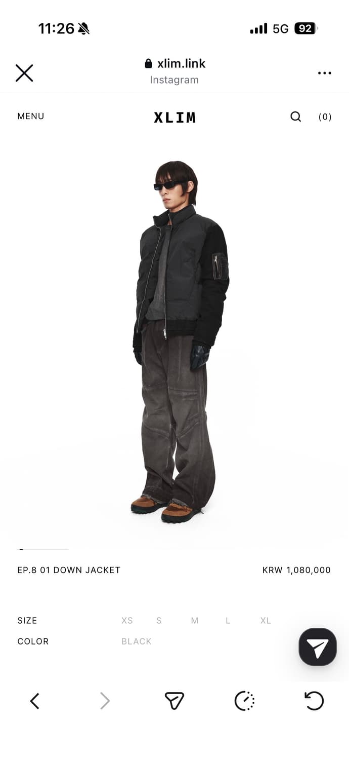 [XL] 엑슬림 EP.8 01 DOWN JACKET 다운자켓 블랙 상품이미지2