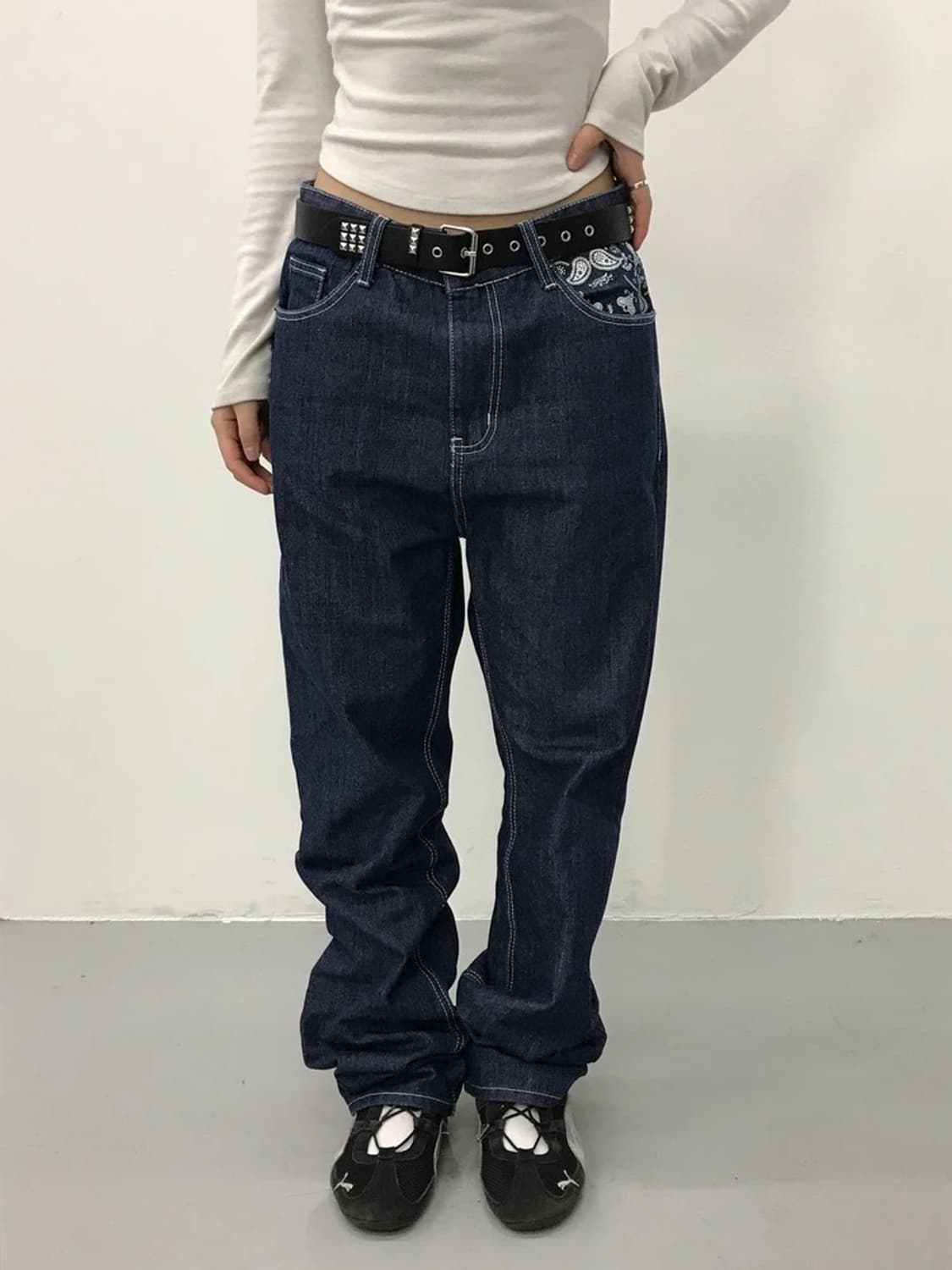 CODE:G Bandana Pocket Denim Pants 상품이미지1