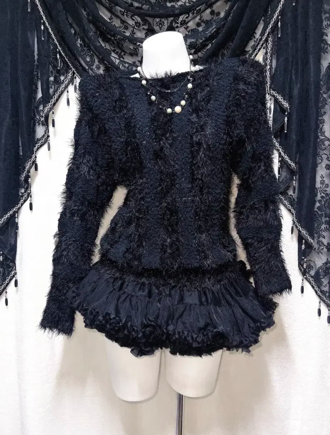 고스 로리 펑크 갸루 블랙 니트 상품이미지2