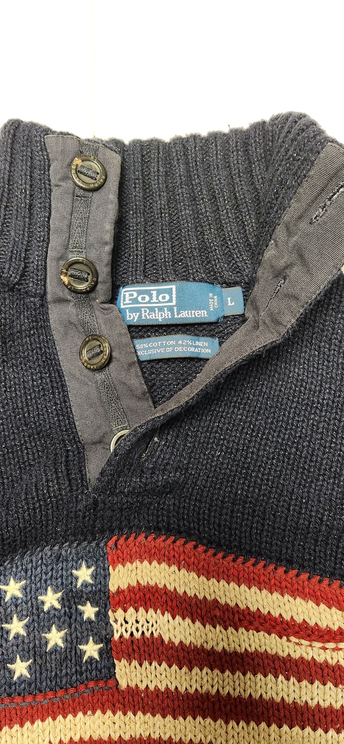 폴로 빈티지 성조기 버튼플라이 니트 상품이미지3