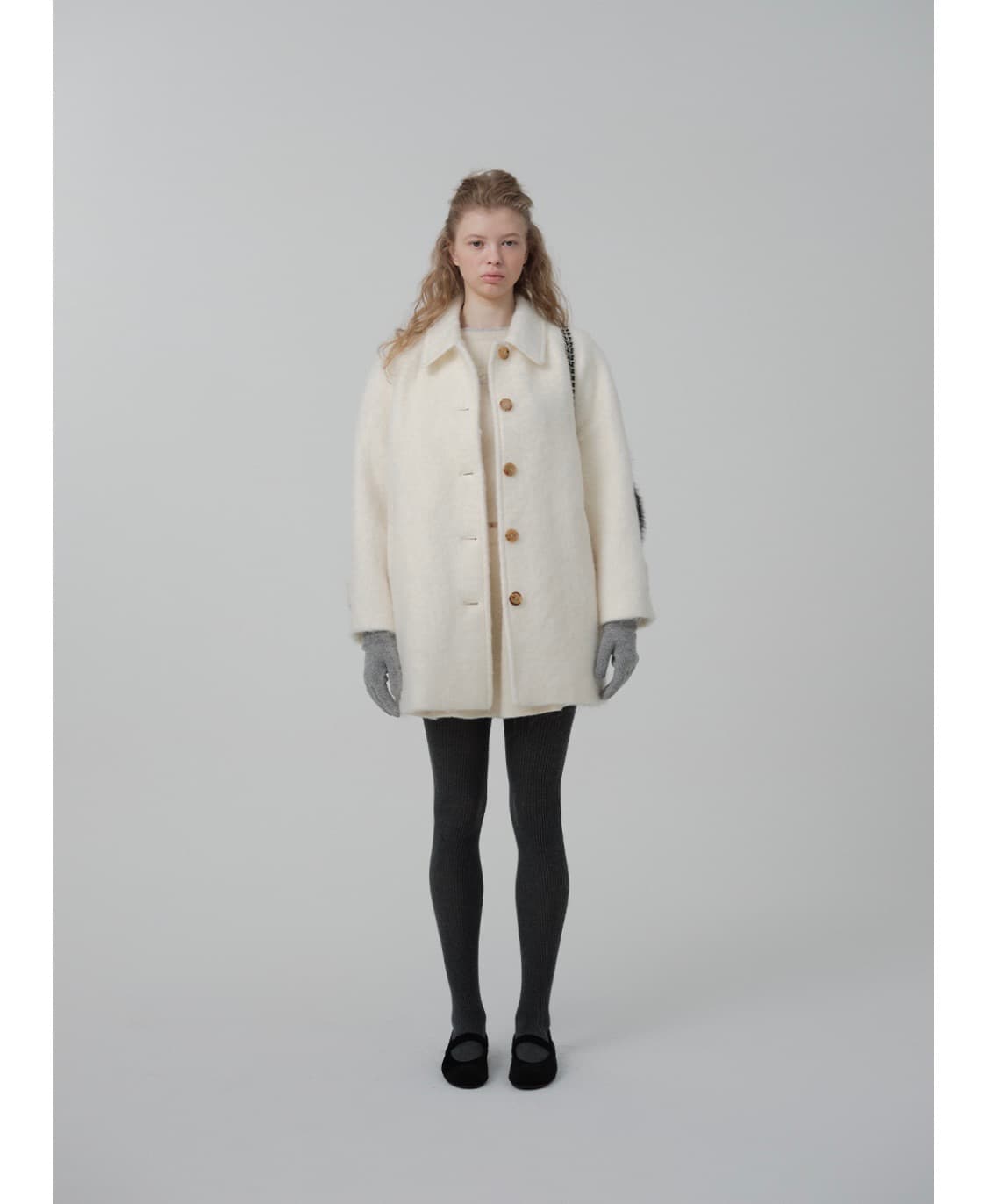 더바넷 스노우 화이트 하프 발마칸 코트 상품이미지1